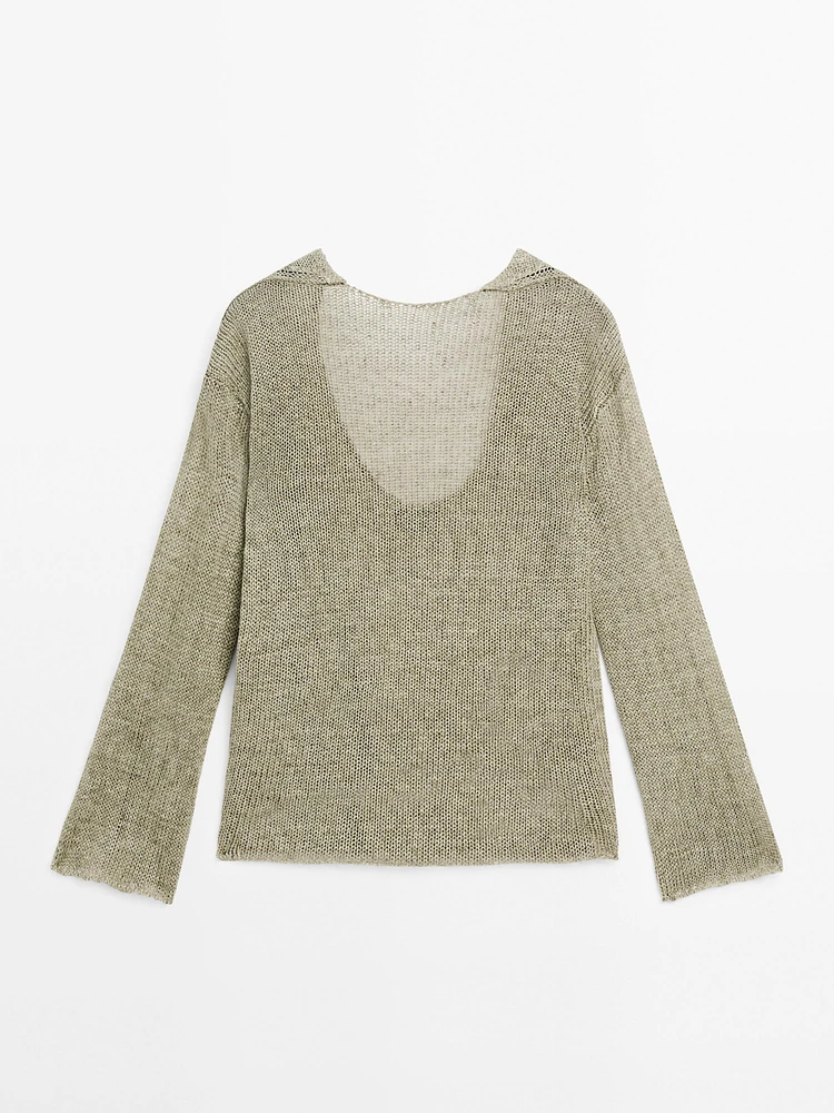 Pull à col en V lin - STUDIO