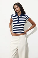 STRIPED RIBBED POLO SHIRT