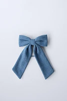 DENIM BOW CLAW CLIP HAIR TIE