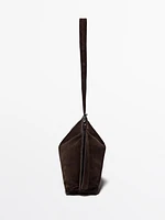 Split suede leather crossbody bag
