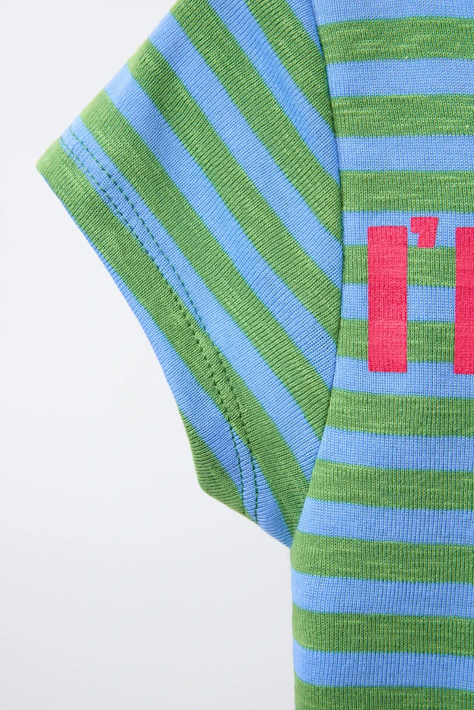 STRIPED T-SHIRT WITH TEXT