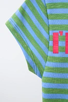 STRIPED T-SHIRT WITH TEXT