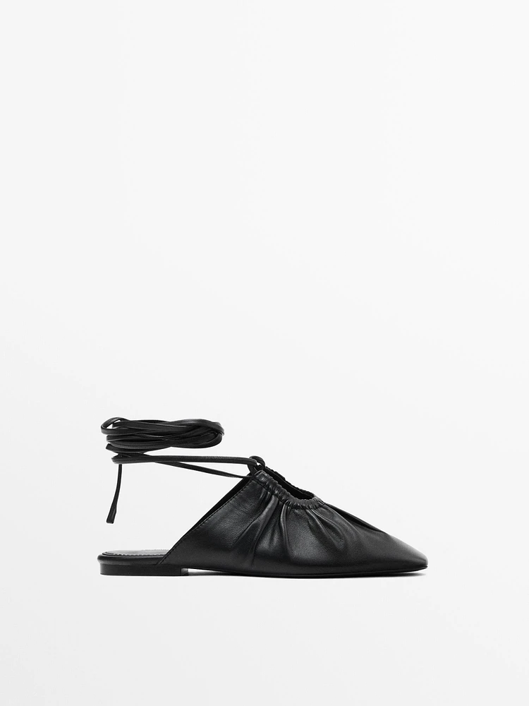 Tied nappa ballet flats