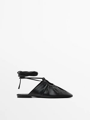 Tied nappa ballet flats