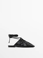 Tied nappa ballet flats