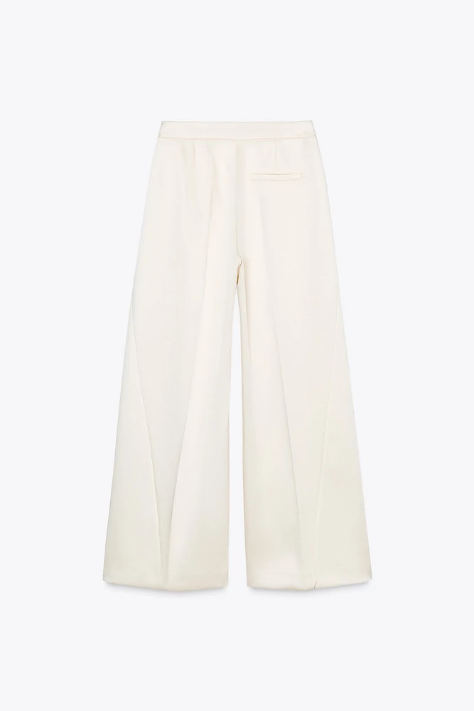 SATIN EFFECT WIDE LEG PANTS