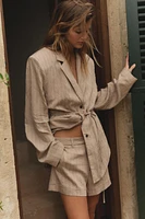 BLAZER RAYURES CEINTURE FINE