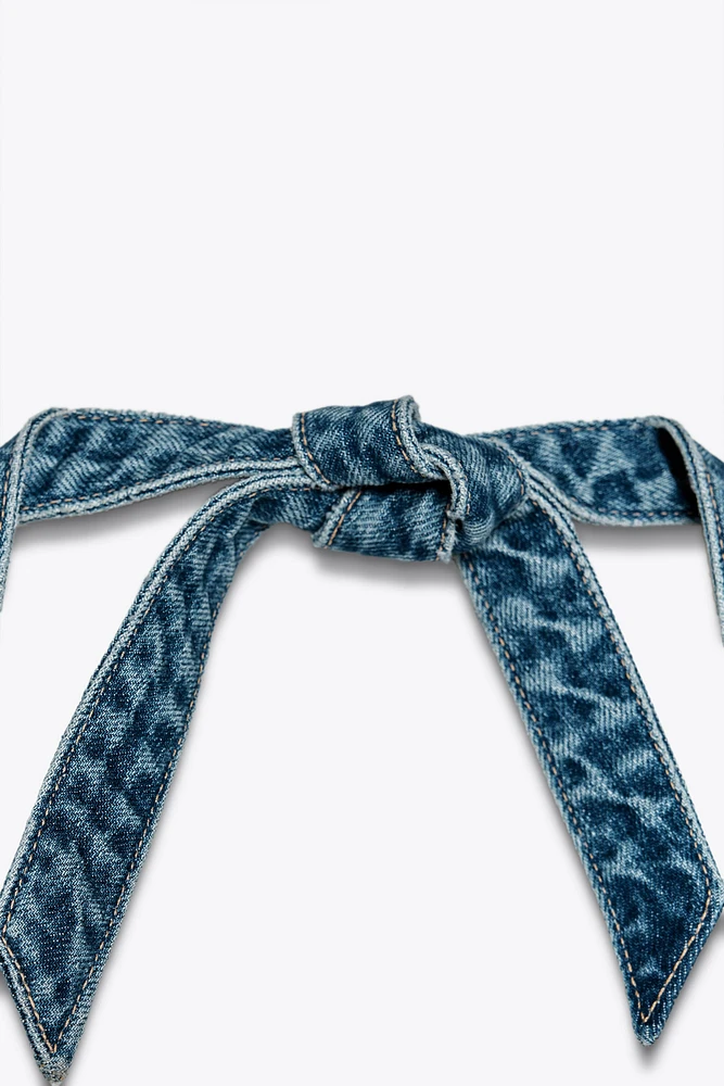 TRF HALTER DENIM JUMPSUIT