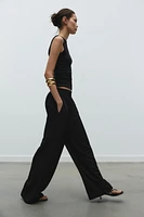 ELASTIC WAIST WIDE LEG PANTS