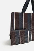 STRIPED SHOPPER BAG WITH POUCH