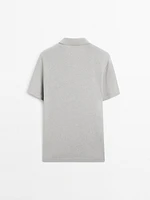 Linen blend short sleeve polo shirt