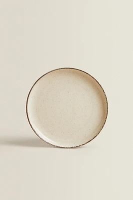 PORCELAIN DESSERT PLATE WITH ANTIQUE FINISH RIM