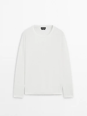 100% linen crew neck sweater