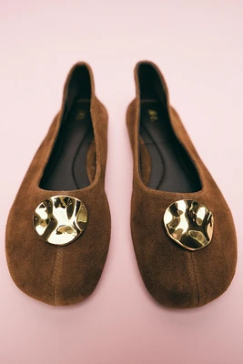 SUEDE LEATHER BALLET FLATS