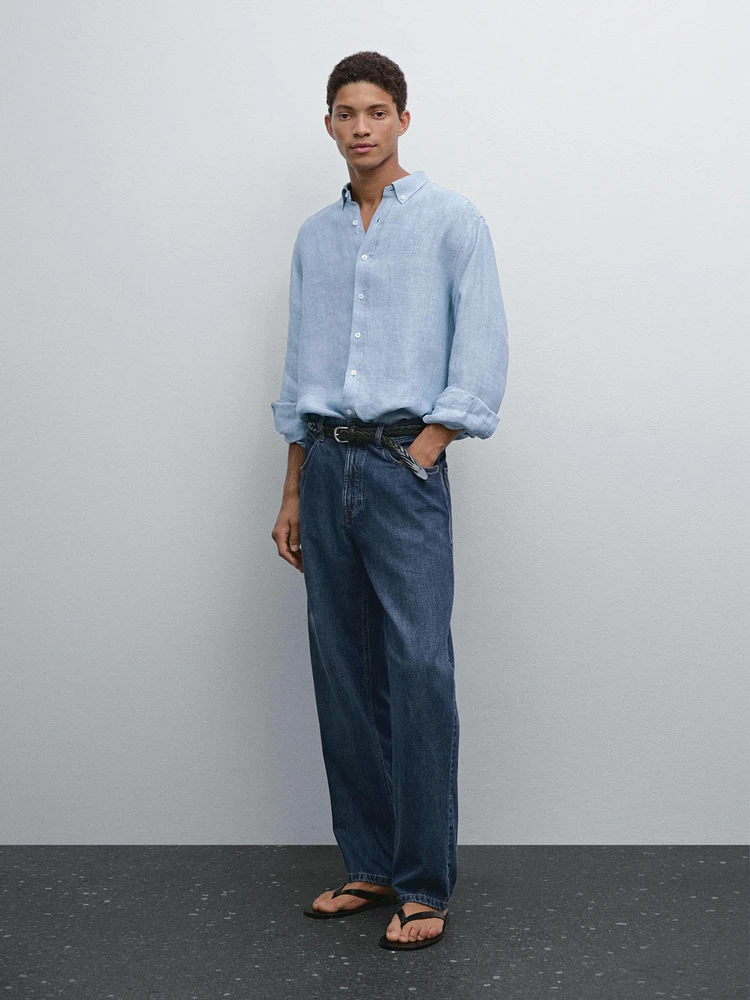 Chemise oxford regular fit 100 % lin