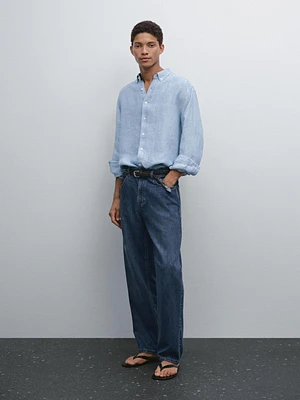 Chemise oxford regular fit 100 % lin