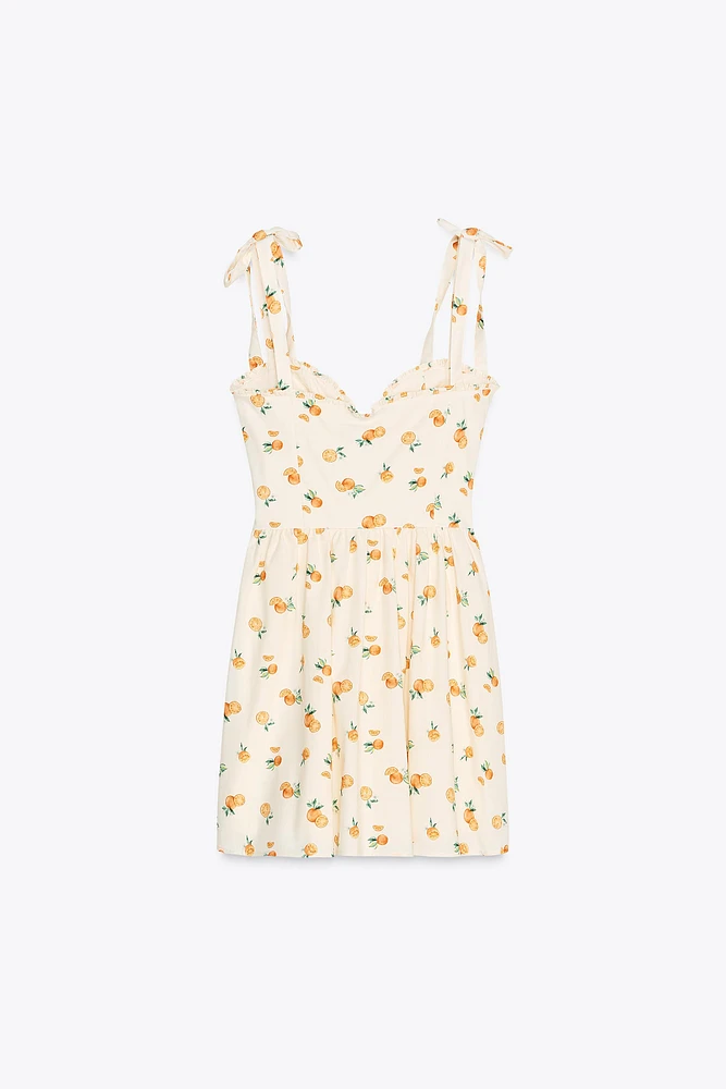ORANGE PRINT POPLIN DRESS