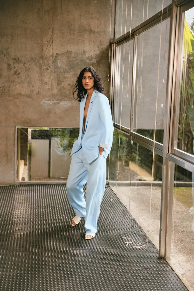 PANTALON DROIT AVEC LIN