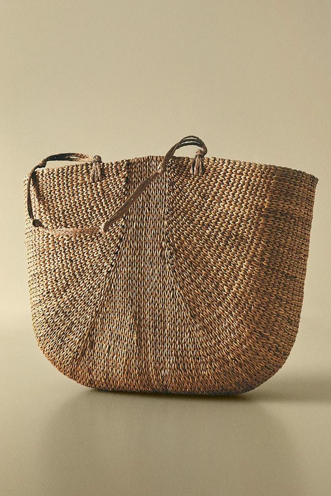BRAIDED STRAW BAG WITH KNOTS