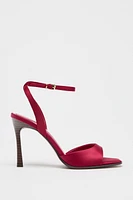 SATIN EFFECT HEELED SANDALS
