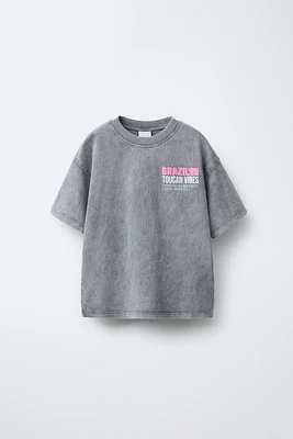 T-SHIRT EFFET DÉLAVÉ À INSCRIPTION