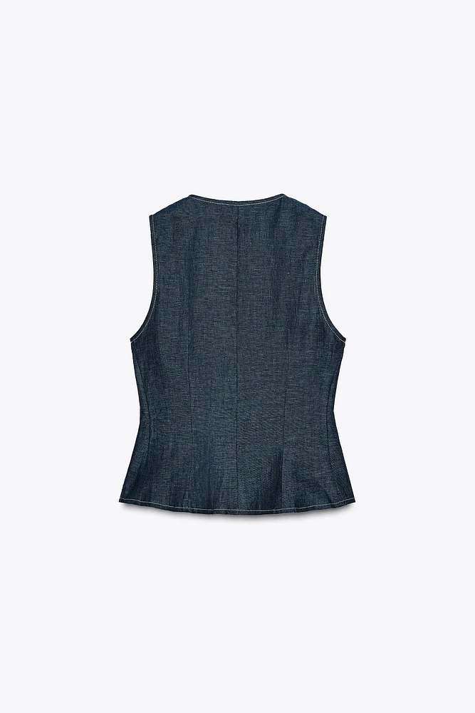 GILET CROISÉ EN LIN