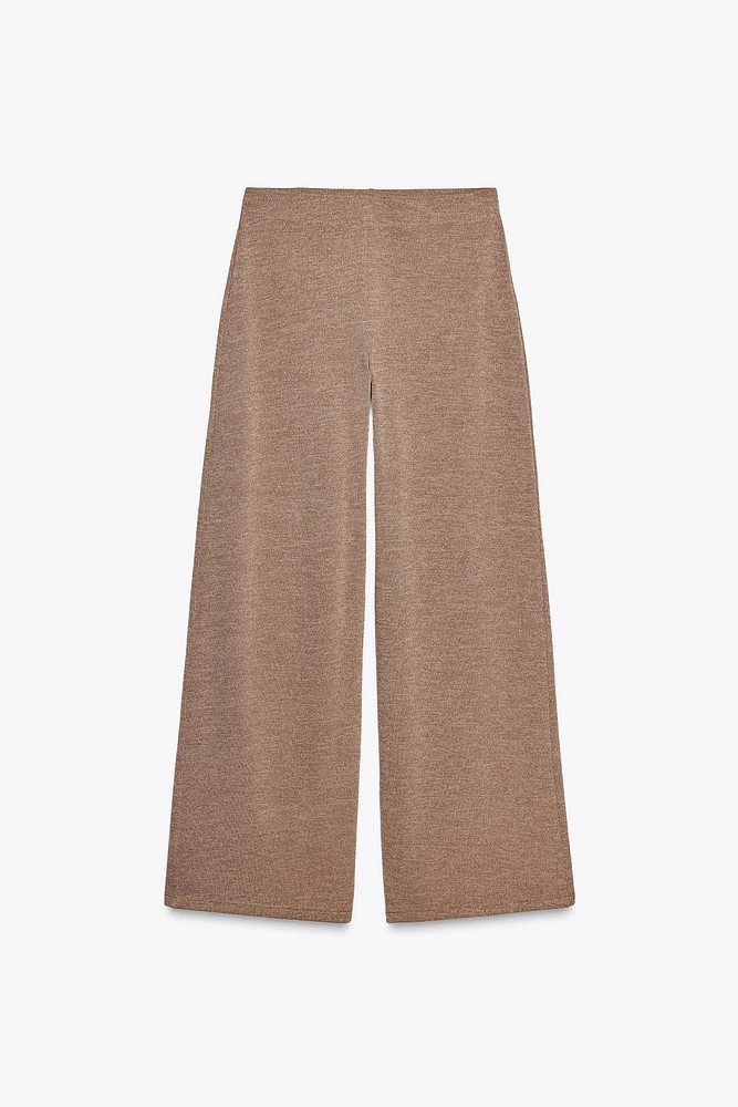 TEXTURED WIDE LEG PANTS