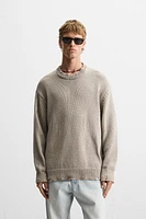 WASHED RIPPED EFFECT SWEATER