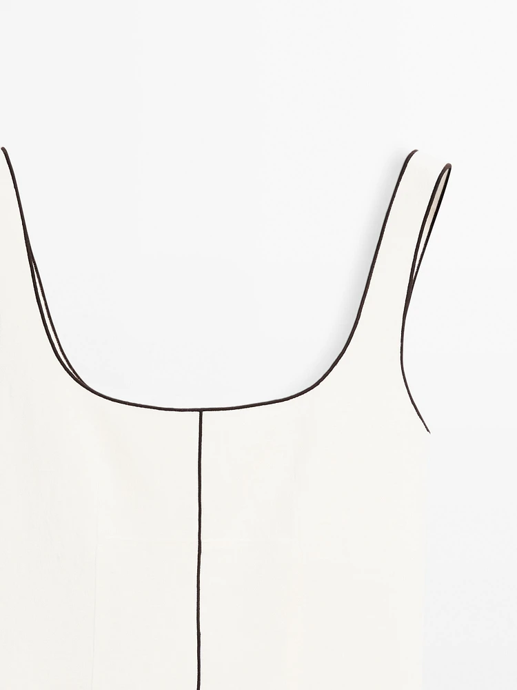 Mini-robe à liserés contrastants en lin