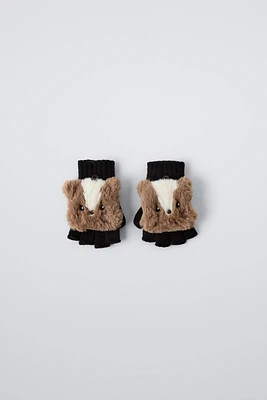 FAUX FUR BEAVER GLOVES