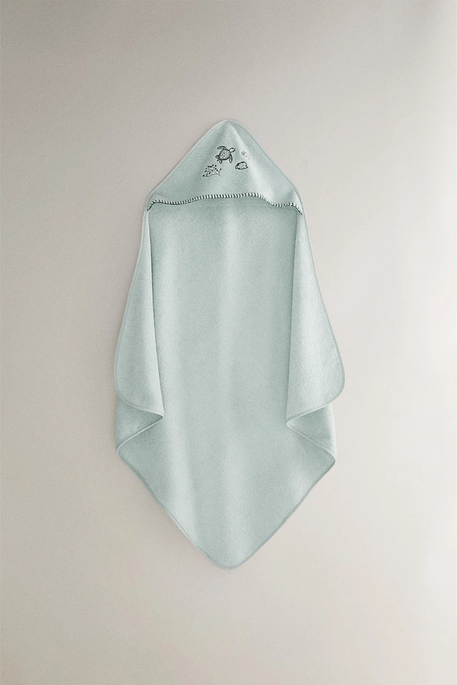 SERVIETTE DE BAIN CAPUCHE BÉBÉ TROPICAL SEA