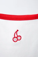 CHERRY CUT-OUT RIBBED TOP