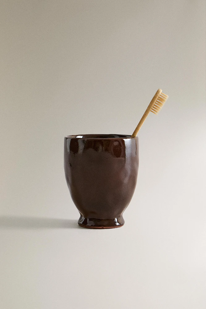 SHINY TERRACOTTA TOOTHBRUSH HOLDER