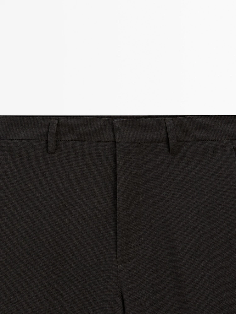 100% linen houndstooth trousers