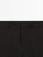 100% linen houndstooth trousers