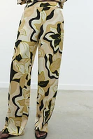 PRINTED WIDE-LEG PANTS