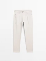 Cotton blend slim fit denim trousers