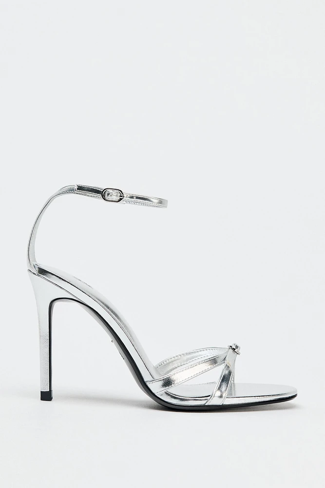 METALLIC EFFECT HIGH-HEEL SANDALS