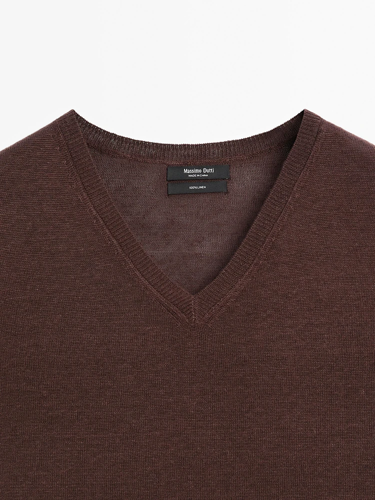 100% linen melange knit vest