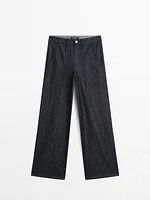 Wide leg denim trousers