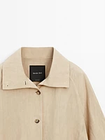 Veste bomber lin à col montant