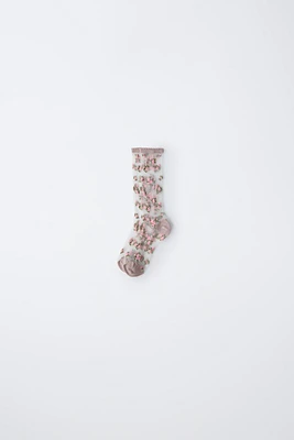 FLORAL TULLE LONG SOCKS