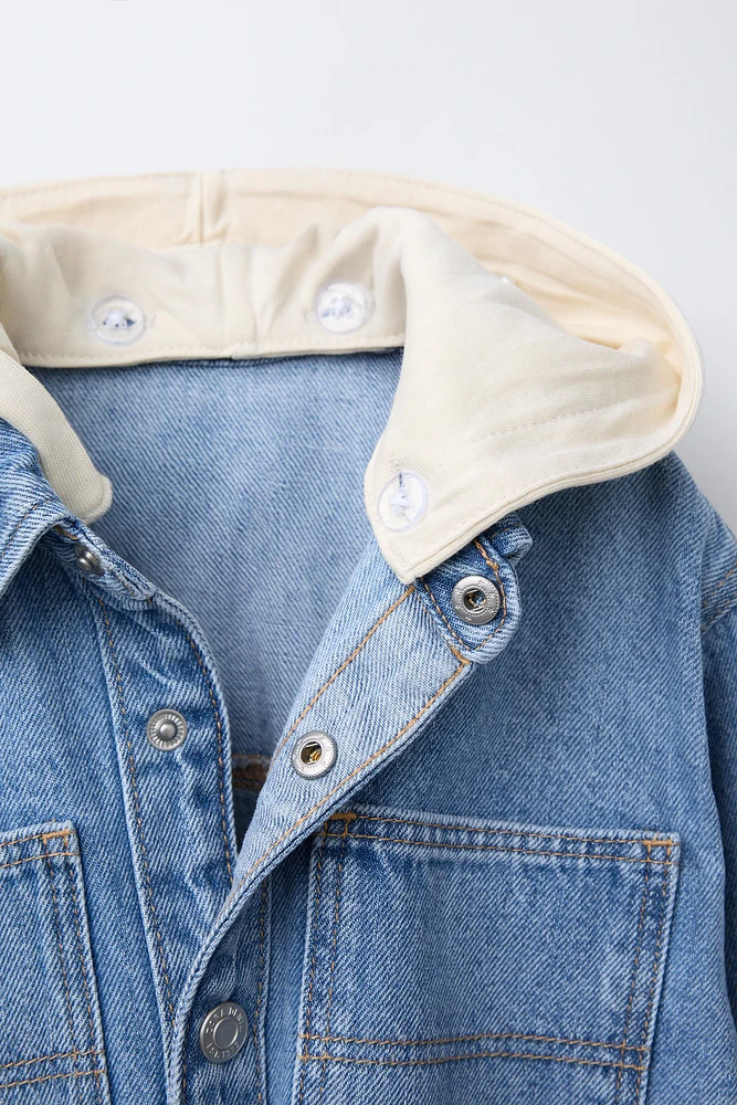 SURCHEMISE EN DENIM CAPUCHE AMOVIBLE