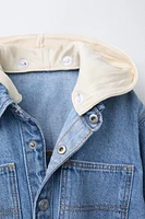 SURCHEMISE EN DENIM CAPUCHE AMOVIBLE