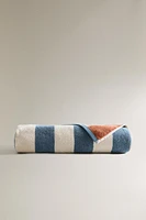 SERVIETTE DE BAIN COTON RÉVERSIBLE RAYURES