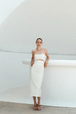 CUT OUT DRAPED MIDI DRESS