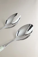 SALAD FLATWARE SET WITH STRIPED HANDLE (SET OF 2)