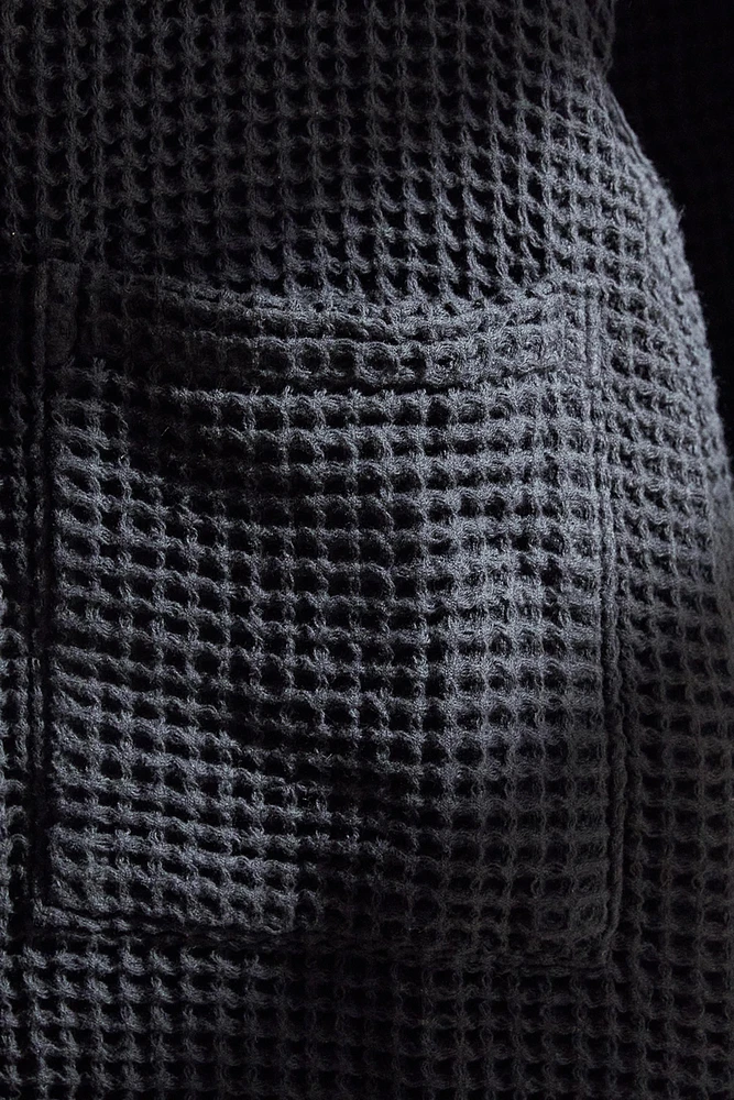 COTTON WAFFLE-KNIT BATHROBE