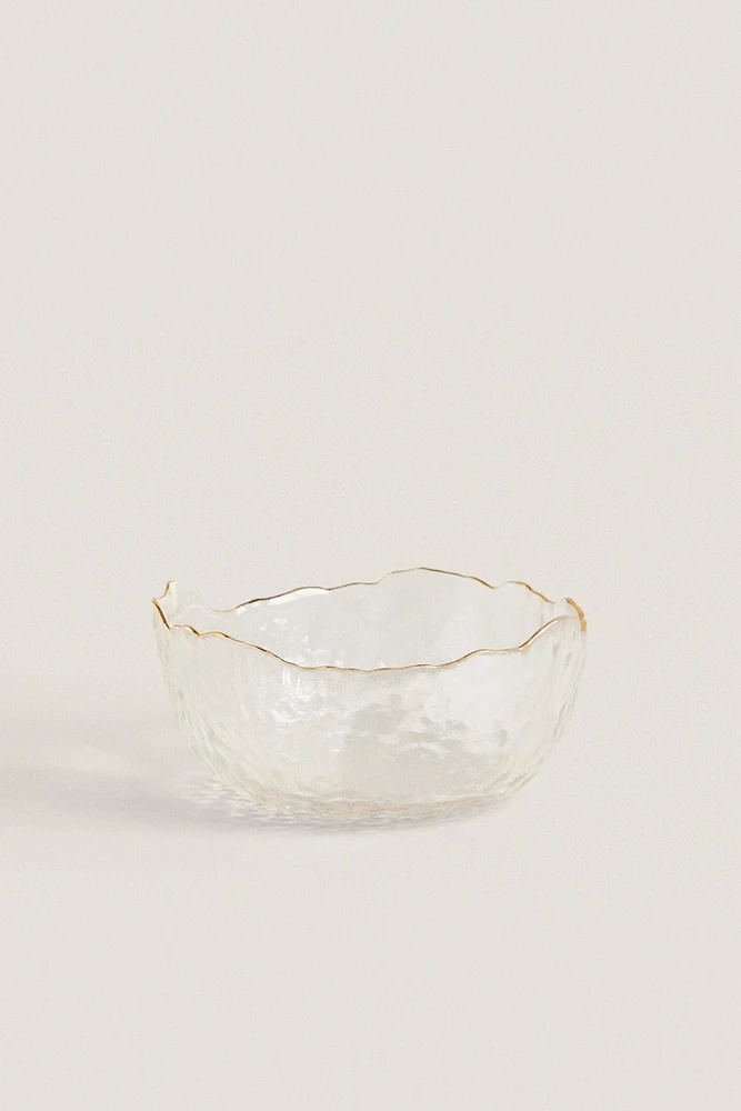 GLASS SALAD BOWL WITH RIM