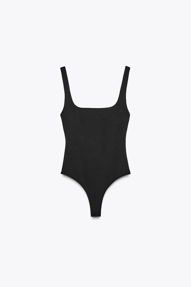 WIDE-STRAP POLYAMIDE BODYSUIT